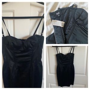 Dolce & Gabbana black satin bustier mini dress